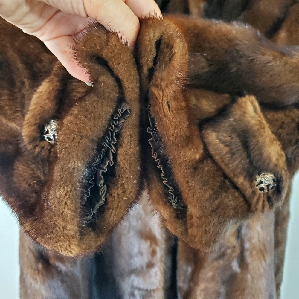 Vintage Brown Mink Real Fur Winter Short Coat - Picture 6 of 14